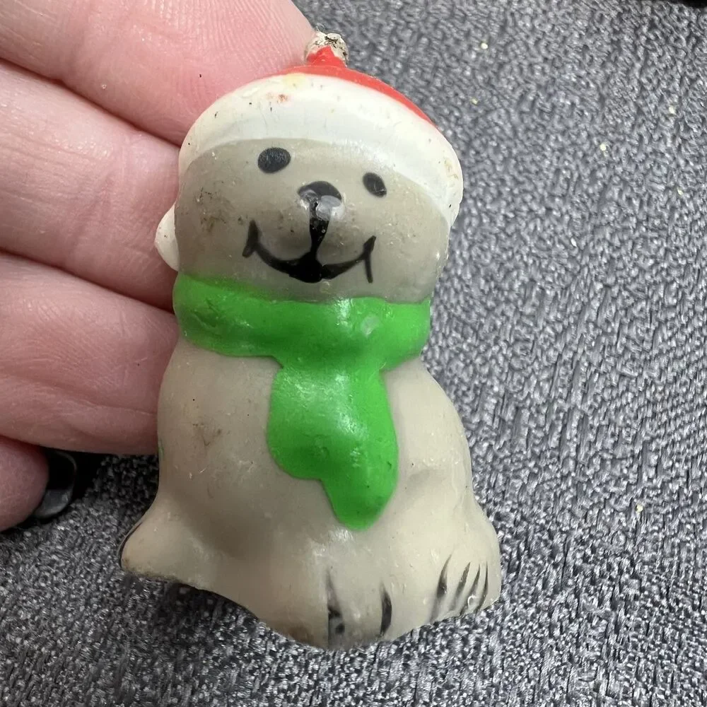 5 Tiny Treasures Miniature Christmas Candles Santa Penguin Soldier Tree Seal